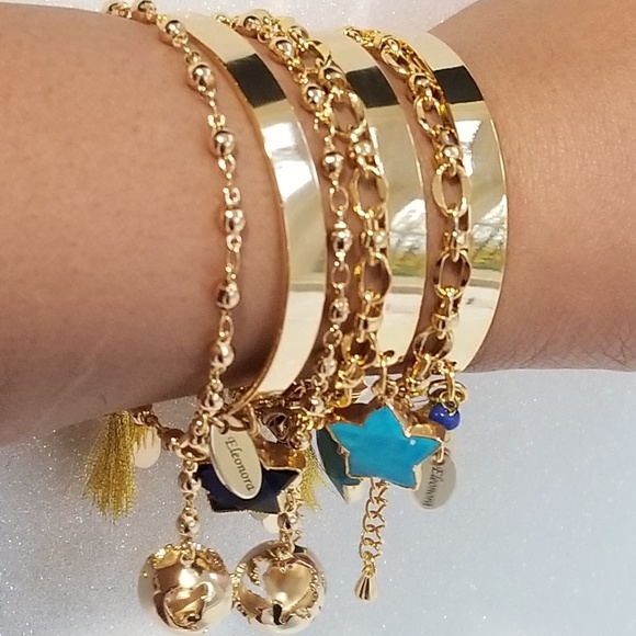 16k gold elactroplated turquoise charm bracelet - Picture 2 of 6